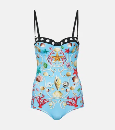 Dolce & Gabbana Capri Printed Swimsuit In Multicoloured