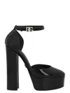 Dolce & Gabbana Crossover Platform Leather Sandals In Black