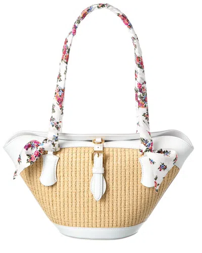 Dolce & Gabbana Capri Raffia & Leather Shoulder Bag In Multi