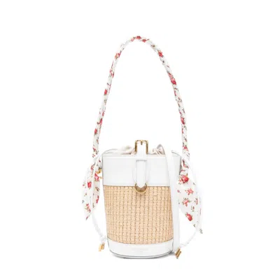 Dolce & Gabbana Capri Rafia Bucket Bag In Sand