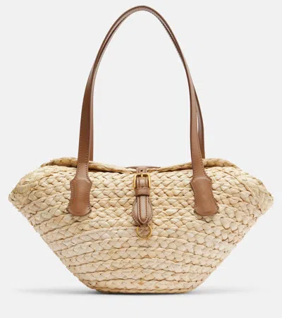 Dolce & Gabbana Capri Small Raffia Basket Bag In Sand