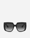 Dolce & Gabbana Dg4414 501/8g Women's Sunglasses - Black On Transparent Frame, Gray Gradient Lenses In Black