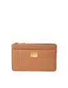 Dolce & Gabbana Caramel Color Plonge Leather Card Holder In Brown