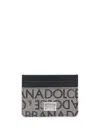 Dolce & Gabbana Logo Jacquard Card Holder In Brown