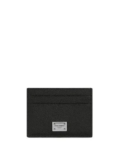 Dolce & Gabbana Men Black Card-holder With Quilted Logo In Leather Man