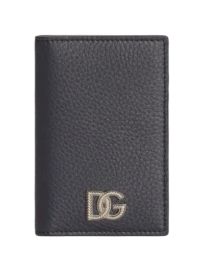 Dolce & Gabbana Card Holder In Calfskin With Logo In Black