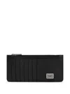 Dolce & Gabbana Calfskin Vertical Card Holder With Logo Tag In Black