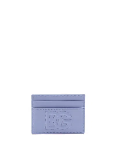 Dolce & Gabbana Card Holder With Branded Plate In Blue