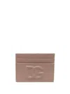 Dolce & Gabbana Card Holder With Embossed Dg Logo In Beige