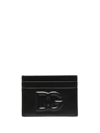 Dolce & Gabbana Calfskin Dg Logo Card Holder Accessories In Black