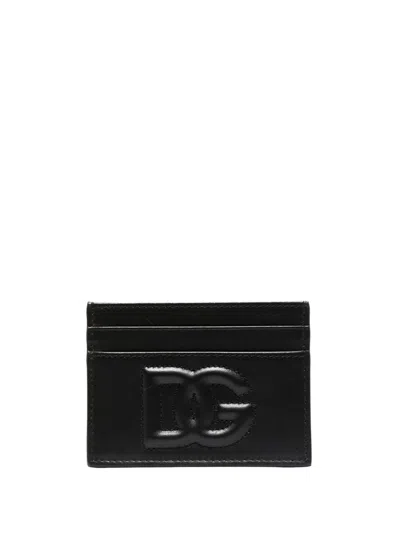 Dolce & Gabbana Calfskin Dg Logo Card Holder Accessories In Black