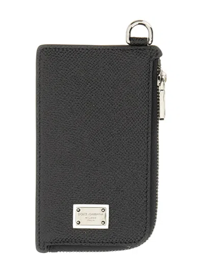 Dolce & Gabbana Men Card Holder With Logo Plaque In Black