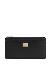 Dolce & Gabbana Women Leather Zipped Card Case In Black