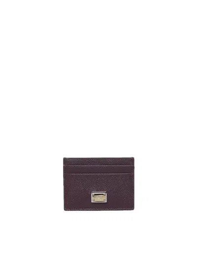 Dolce & Gabbana Card Holder With Logo Plaque In Mosto