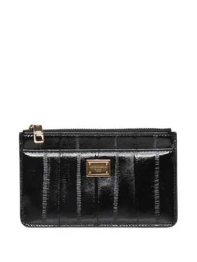 Dolce & Gabbana Card Holder With Logo Plaque Panel In Black