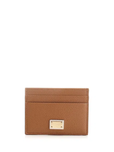 Dolce & Gabbana Card Holder With Plate In Brown