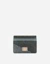 Dolce & Gabbana Logo-plaque Patchwork Card Holder In Blue