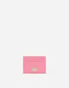 Dolce & Gabbana Dauphine Calfskin Card Holder With Branded Tag In Pink