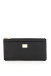 Dolce & Gabbana Dolce&gabbana Black Dauphine Leather Zipped Card Holder In Black