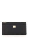 Dolce & Gabbana Dolce&gabbana Black Dauphine Leather Zipped Card Holder In Black