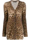 Dolce & Gabbana V-neck Long-sleeved Cardigan In Brown