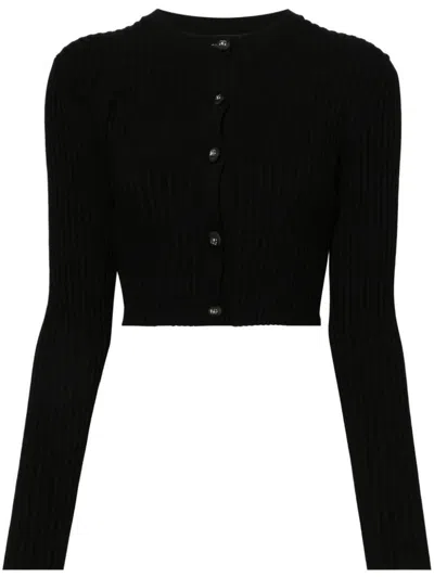 Dolce & Gabbana Buttoned Cropped Knitted Cardigan In Black