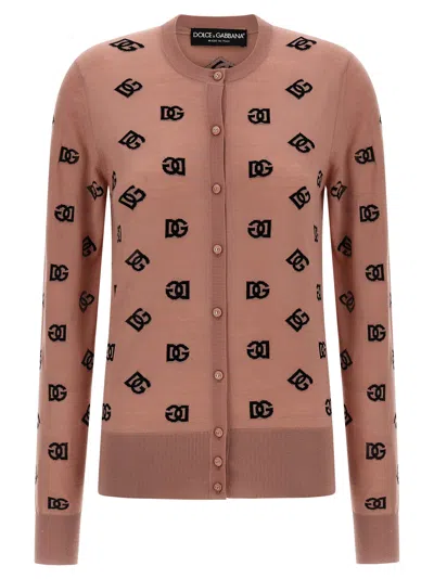Dolce & Gabbana Cardigan Dg In Brown
