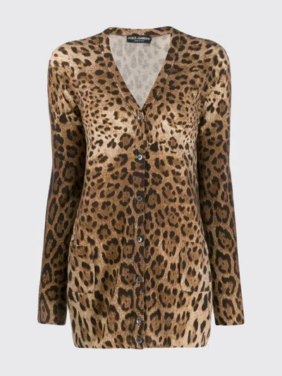 DOLCE & GABBANA DOLCE & GABBANA CARDIGAN IN ANIMAL PRINT CASHMERE