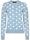 Dolce & Gabbana Viscose Cardigan With Jacquard Dg Logo In Blue