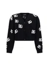 Dolce & Gabbana Logo Embroidered Cardigan In Nero/bianco