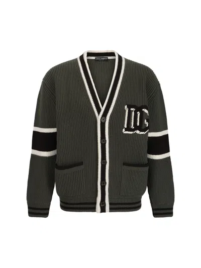 Dolce & Gabbana Intarsia-knit Cardigan In Green