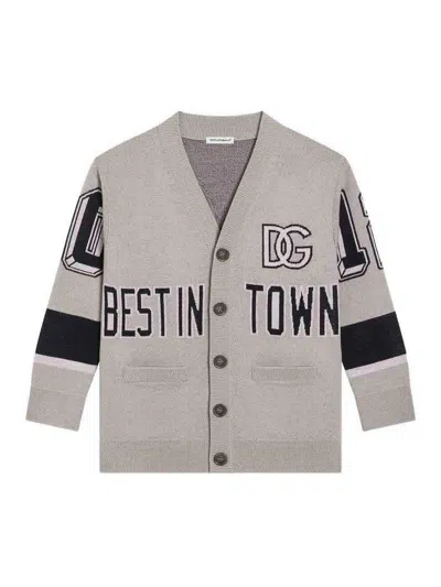Dolce & Gabbana Kids' Cardigan With Logo In Brown
