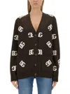 Dolce & Gabbana Maxi Cardigan With Dg Pattern Inlay In Brown