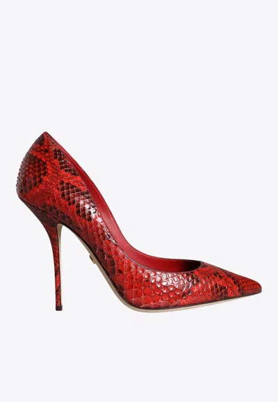 DOLCE & GABBANA CARDINALE 105 PYTHON LEATHER PUMPS