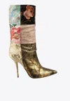 Dolce & Gabbana Cardinale 115 Flower Brocade Patchwork Boots In Multicolor
