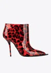 Dolce & Gabbana Cardinale 115 Leopard Print Patent Leather Boots In Red