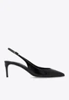 Dolce & Gabbana Tortoiseshell-print Patent Leather Slingbacks In Black