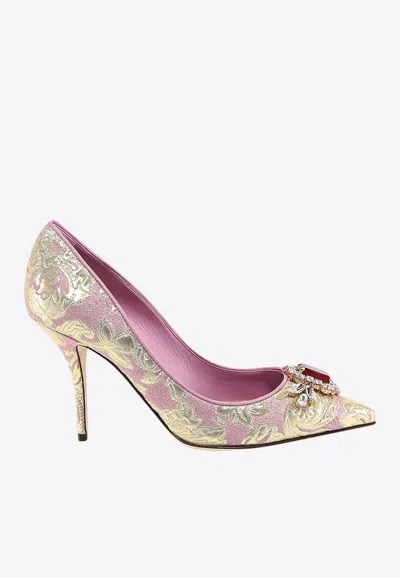 Dolce & Gabbana Cardinale 90 Floral Brocade Pumps In Pink