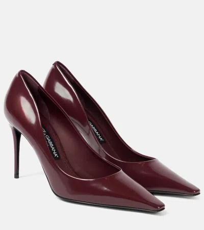 DOLCE & GABBANA CARDINALE 90 POLISHED LEATHER PUMPS