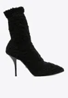 Dolce & Gabbana Stretch-knitted Pointed Stiletto Booties In Black