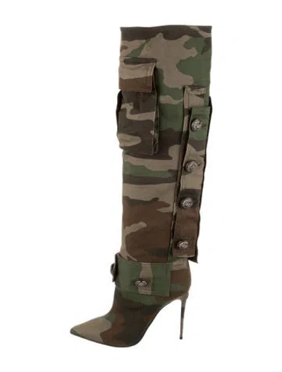 Pre-owned Dolce & Gabbana Cardinale Camo Signature Logo Boots In Green