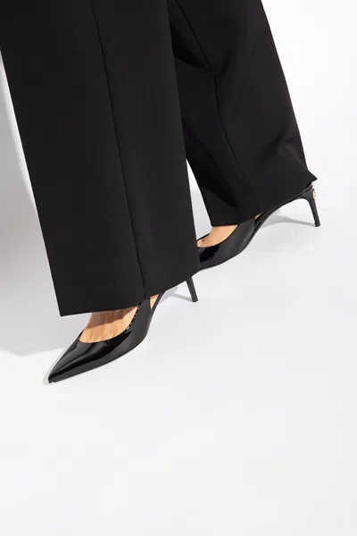 Dolce & Gabbana Tortoiseshell-print Patent Leather Slingbacks In Black