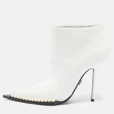 Pre-owned Dolce & Gabbana Cardinale Size 36 White Patent Leather Ankle Length Boots