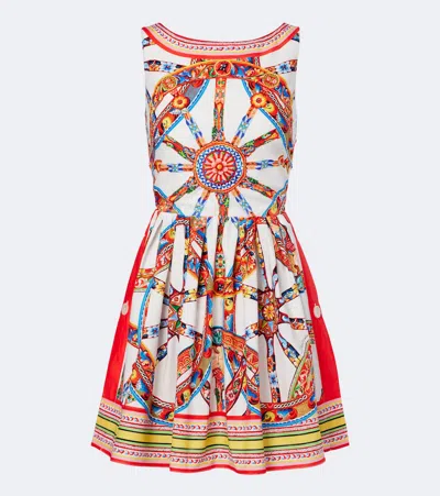 Dolce & Gabbana Caretto Cotton Minidress In Multi