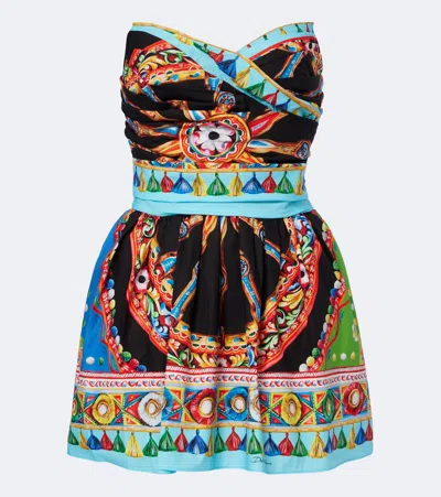 Dolce & Gabbana Abito Corto In Popeline Con Stampa Carretto Multicolore Dolce E Gabbana