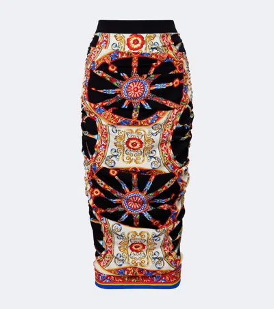 Dolce & Gabbana Caretto Silk-blend Midi Skirt In Multi