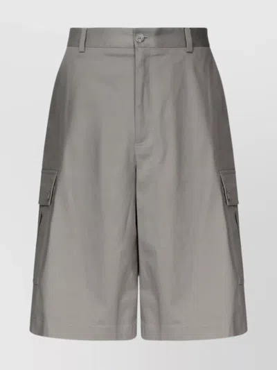Dolce & Gabbana Cargo Bermuda Shorts In Cotton Gabardine In Grey