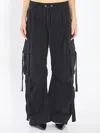 Dolce & Gabbana Women Black Cargo Pants With Elastic Waist With Faded Effect In Cotton Blend Woman In Black