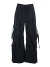 Dolce & Gabbana Black Cargo Pants With Elastic Waist With Faded Effect In Cotton Blend Woman In Black