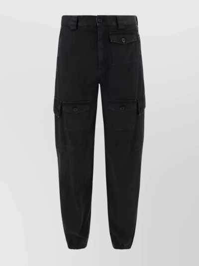 Dolce & Gabbana Cargo Pants With High Waist And Multiple Pockets In Black